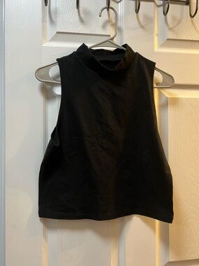 wild fable Black Mock Neck Sleeveless Crop Top